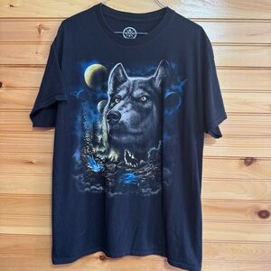 DOM Wolf Space Black Graphic T-Shirt Large
